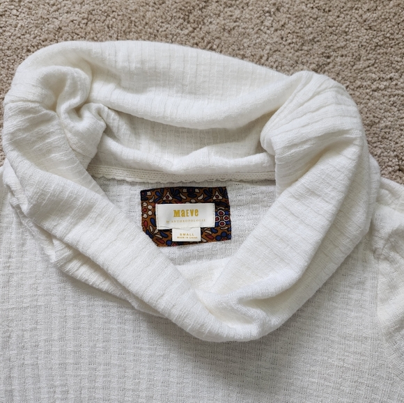 Maeve Anthropologie Cowl Neck Sweater Size S Top Winterscape Ribbed Flutter Hem - Picture 3 of 7